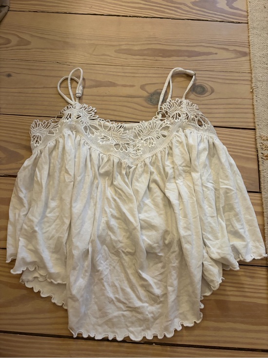 Free People Tops - Free People Cream Crochet-Trim Spaghetti Strap Camisole